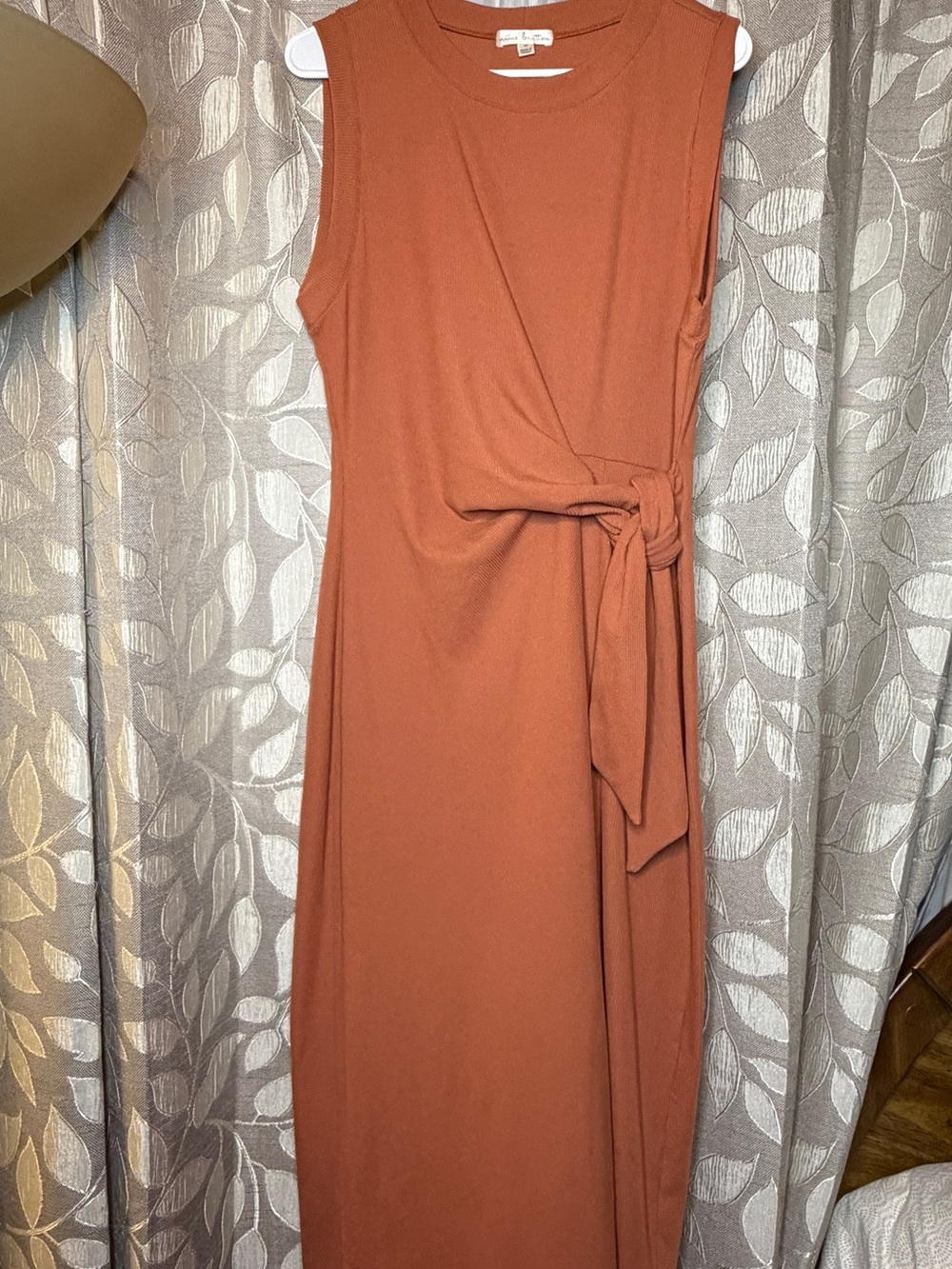 nine britton Sleeveless Tie-Waist Maxi Dress in Rust